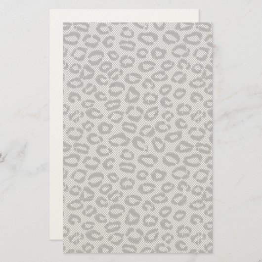Schwarzes Netzblatt mit Leopardenmuster in Weiß Briefpapier (Vorne/Hinten)