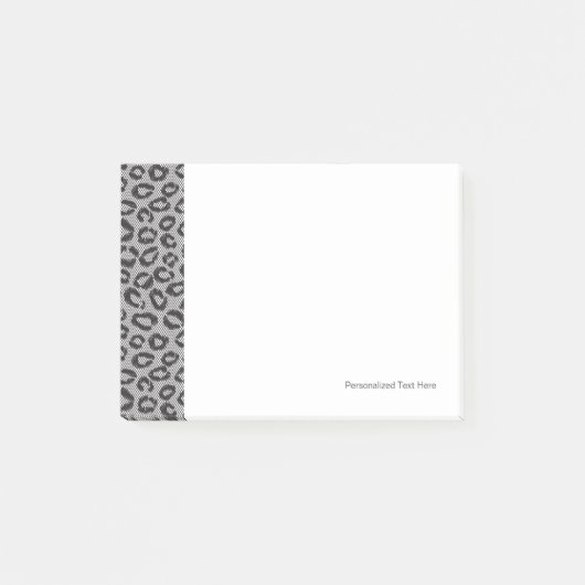 Schwarzes Netzblatt mit Leopardenmuster in Weiß Post-it Klebezettel (Vorderseite)