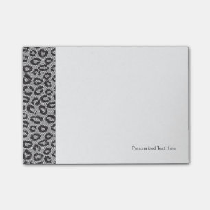 Schwarzes Netzblatt mit Leopardenmuster in Weiß Post-it Klebezettel