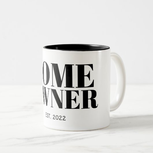 Schwarzes neues Eigenheim Jahr eingerichtet Zweifarbige Tasse (VorderseiteRechts)