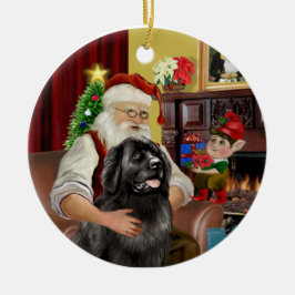 Schwarzes Neufundland des Weihnachtsmanns #2 Keramik Ornament