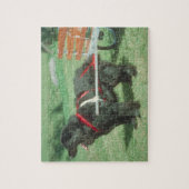 Schwarzes Neufundland-Wagen-Hundepuzzlespiel Puzzle (Vertikal)