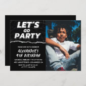 Schwarzes neuntes Foto Einladung (Vorne/Hinten)