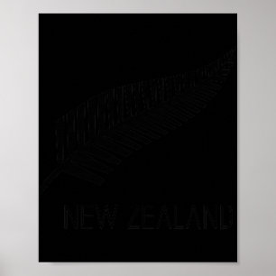 Schwarzes Neuseeland-Farn-Hemd Herren Schwarz Stol Poster