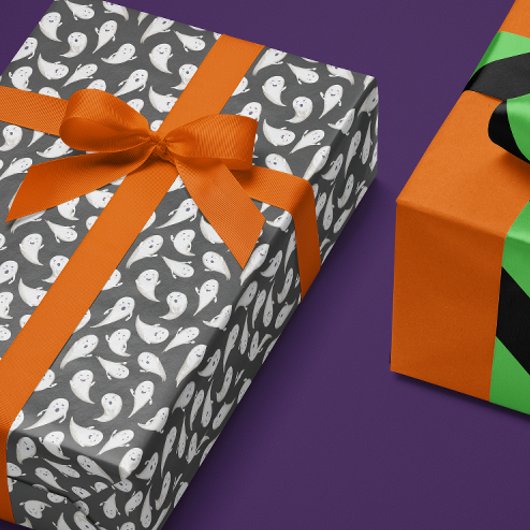 Schwarzes Niedliches Geisterbeschriftungspapier Geschenkpapier