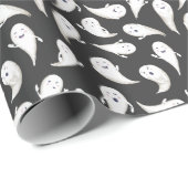 Schwarzes Niedliches Geisterbeschriftungspapier Geschenkpapier (Rolleneckpunkt)