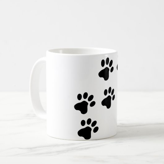 schwarzes niedliches Hundetatzenhündchen Kaffeetasse (Vorderseite Links)