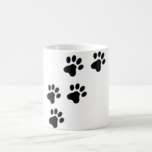 schwarzes niedliches Hundetatzenhündchen Kaffeetasse (Mittel)