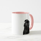 Schwarzes niedliches Mops-Rosa-kombinierte Tasse (VorderseiteRechts)