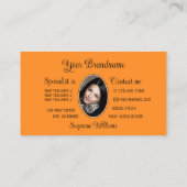 Schwarzes Niedliches Orangenherz mit Monogramm und Visitenkarte (Rückseite)