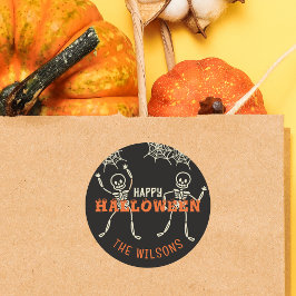 Schwarzes Niedliches Skelett Halloween Runder Aufkleber
