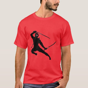 Schwarzes Ninja auf Rot T-Shirt