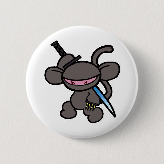 Schwarzes Ninja Greifer-Keine Wörter Button (Vorderseite)