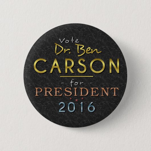Schwarzes nobles Ben-Carson Präsidenten-2016 Gold Button (Vorderseite)