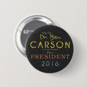 Schwarzes nobles Ben-Carson Präsidenten-2016 Gold Button (Vorne & Hinten)