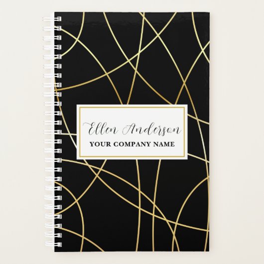 Schwarzes Notebook mit Metallic-Akzenten Planer (Vorderseite)