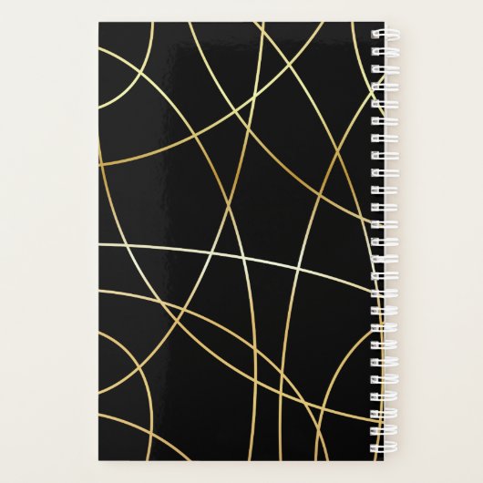 Schwarzes Notebook mit Metallic-Akzenten Planer (Rückseite)