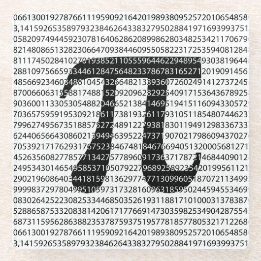 Schwarzes Number pi day mathematical symbol Glasuntersetzer (Vorderseite)