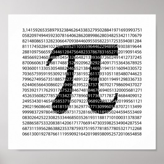 Schwarzes Number pi day mathematical symbol Poster (Vorne)