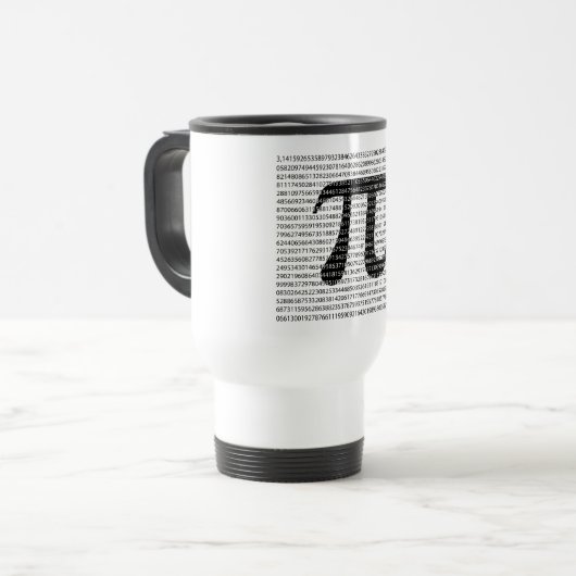 Schwarzes Number pi day mathematical symbol Reisebecher (Vorderseite Links)
