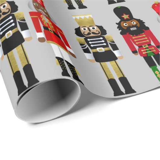 Schwarzes Nutcracker Soldier-Papier Geschenkpapier (Rolleneckpunkt)