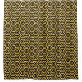 Schwarzes Octagon Muster & Goldener Glitzer Textur Duschvorhang (Vorderseite)