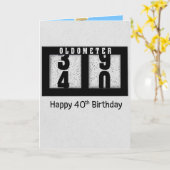 Schwarzes Odometer für den 40. Geburtstag Karte (Gelbe Blume)