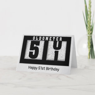 Schwarzes Odometer für den 51. Geburtstag Karte