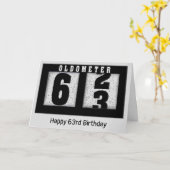 Schwarzes Odometer für den 63. Geburtstag Karte (Gelbe Blume)