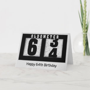 Schwarzes Odometer für den 64. Geburtstag Karte