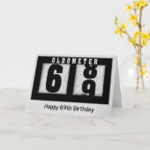 Schwarzes Odometer für den 69. Geburtstag Karte (Gelbe Blume)