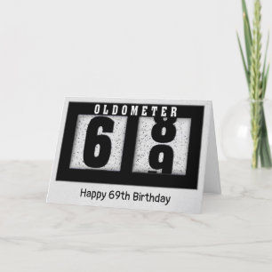 Schwarzes Odometer für den 69. Geburtstag Karte