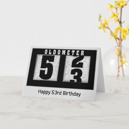 Schwarzes Odometer zum 53. Geburtstag Karte (Gelbe Blume)