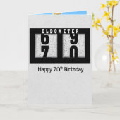 Schwarzes Odometer zum 70. Geburtstag Karte (Gelbe Blume)