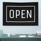 SCHWARZES OFFENES SIGN BANNER (Messe)