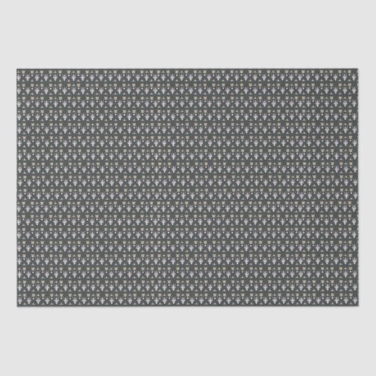 Schwarzes Olive Elegante Ditsy Floral Seidenpapier (Vorderseite)
