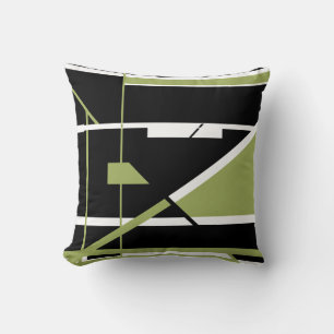 Schwarzes Olive White Geometrie Abstrakt Art Desig Kissen