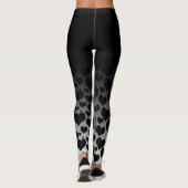 Schwarzes Ombre Herz-Valentinsgruß-Muster auf Weiß Leggings (Rückseite)