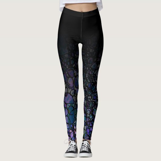 Schwarzes Ombre mit blaues Schwarz-lila Leggings (Vorderseite)