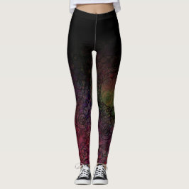 Schwarzes Ombre mit bunter Kreis-Grungy abstrakter Leggings