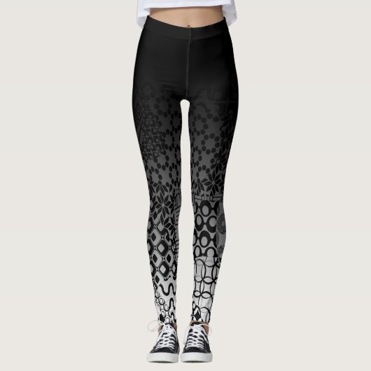 Schwarzes Ombre mit einzigartigen schwarzen u. Leggings (Vorderseite)