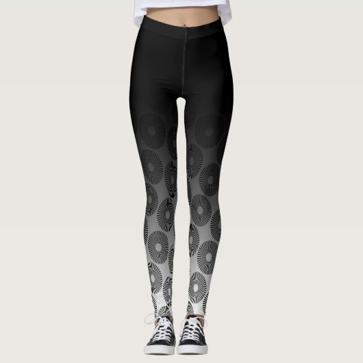 Schwarzes Ombre mit Retro schwarzem u. weißem Leggings (Vorderseite)
