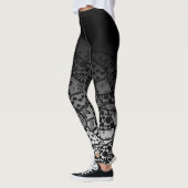 Schwarzes Ombre mit Schwarz/Weiß Muster Abstrakt 3 Leggings (Links)