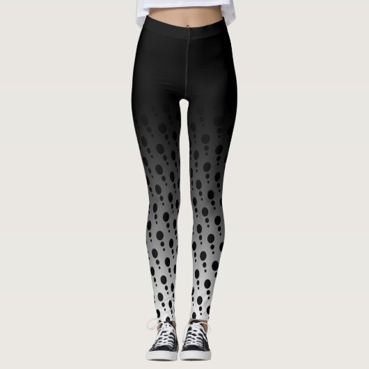 Schwarzes Ombre mit schwarzem u. weißem Leggings (Vorderseite)