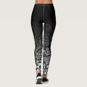 Schwarzes Ombre mit schwarzem u. weißem Muster Leggings (Rückseite)