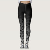 Schwarzes Ombre mit schwarzem u. weißem Muster Leggings (Vorderseite)