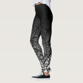 Schwarzes Ombre mit schwarzem u. weißem Muster Leggings (Links)