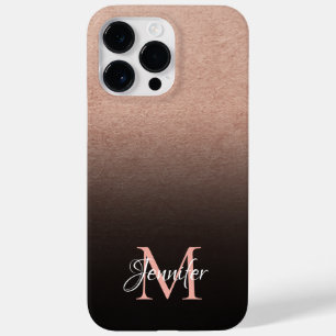 Schwarzes Ombre-Roségoldfolientextur-Foto-Monogram Case-Mate iPhone 14 Pro Max Hülle