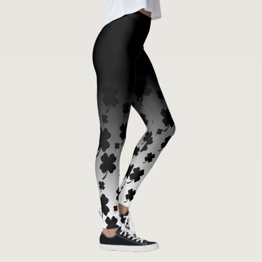 Schwarzes Ombre u. Schwarzes auf Blatt-Klee des Leggings (Rechts)