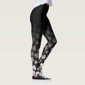 Schwarzes Ombre u. Weiß auf schwarzem Kleeblatt Leggings (Rechts)
